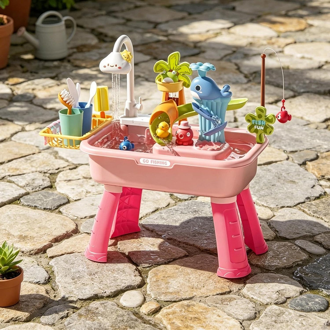 Wasserspieltisch Kinder Mit Wasserpumpe, 54x29x53 cm Grosser Wassertisch Für Kinder Mit Zubehör, Sho