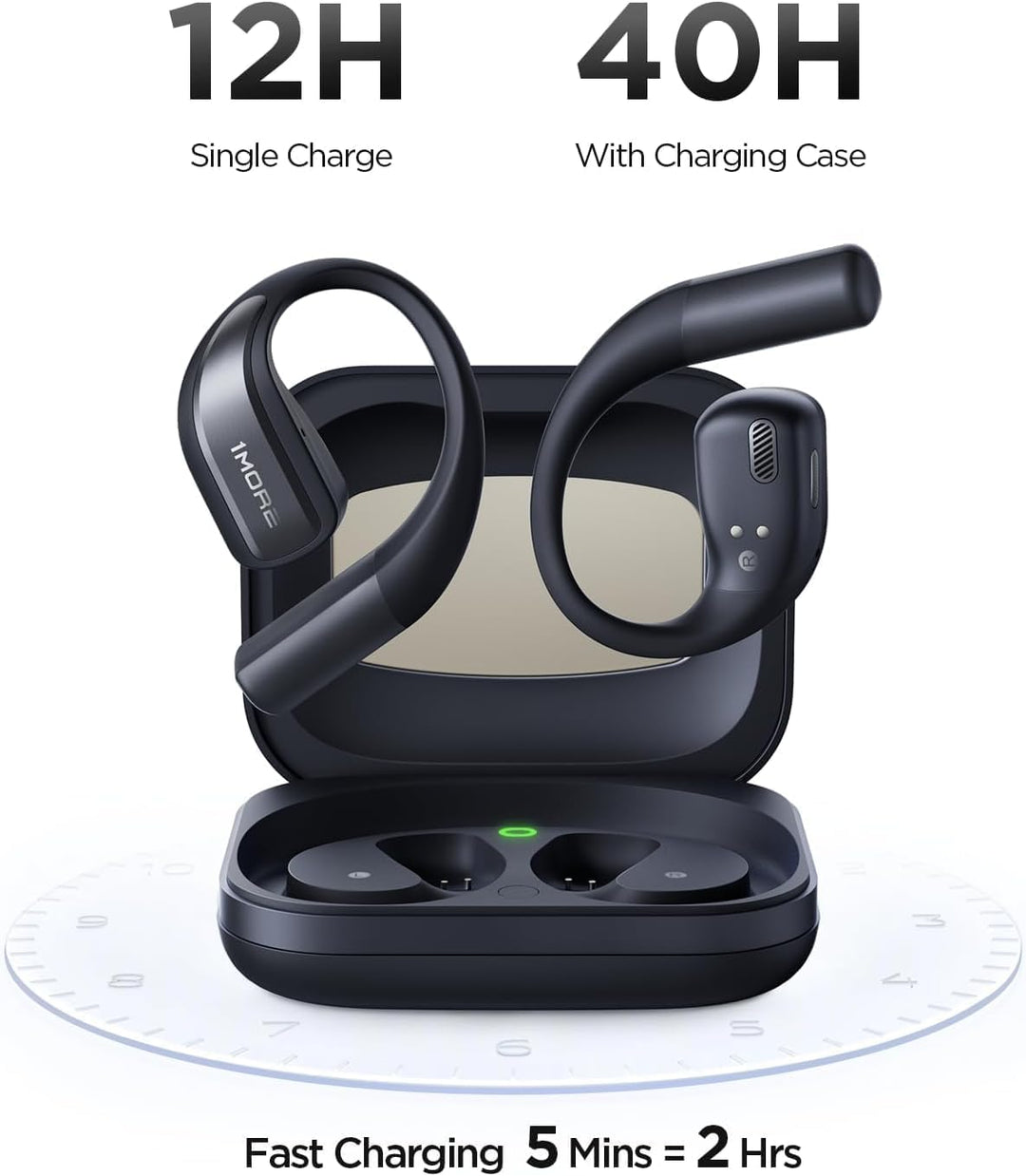 1MORE S70 Open Ear Kopfhörer Bluetooth 5.3, Kabellose Ohrhörer mit 4 Mikrofon, Bass Mehr+, 40H Akku,