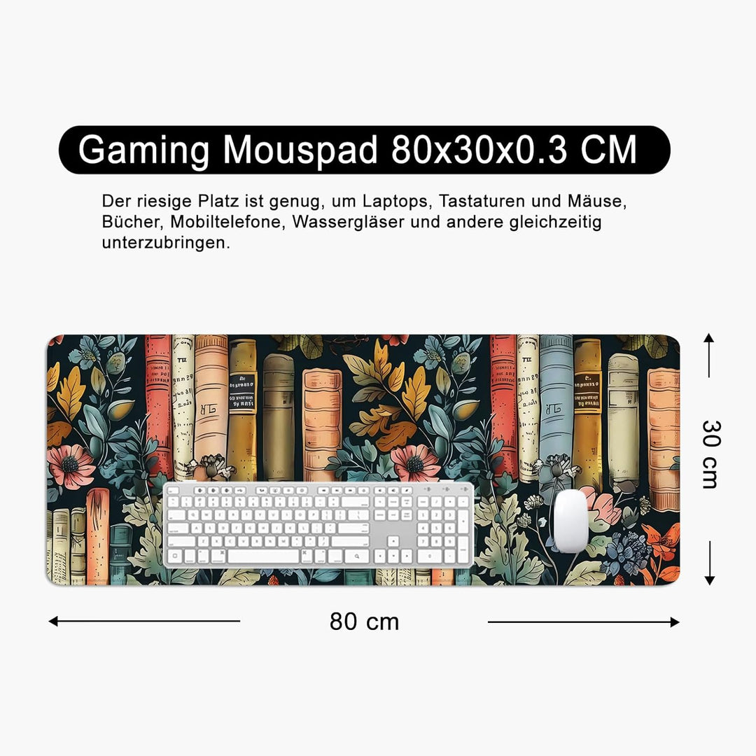 Blumen Mauspad Buch xl Gross Gaming Mousepad Retro Desk Pad Flower Desk Mat Book Bürozubehör Schreib