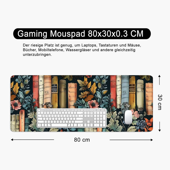 Blumen Mauspad Buch xl Gross Gaming Mousepad Retro Desk Pad Flower Desk Mat Book Bürozubehör Schreib