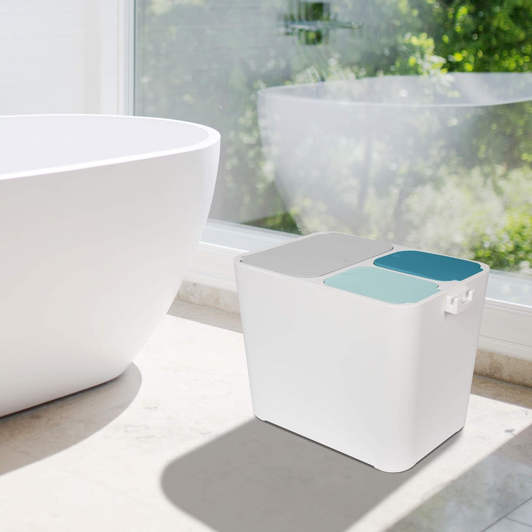 ONVAYA® Mülltrennsystem Tom | Mülltrennung mit mehreren Fächern | Mülleimer in creme-weiss | Abfalle