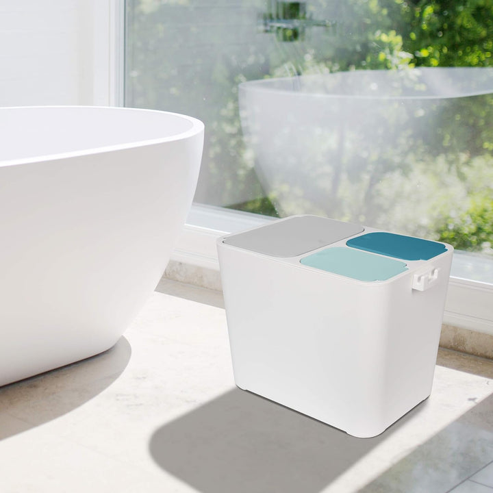 ONVAYA® Mülltrennsystem Tom | Mülltrennung mit mehreren Fächern | Mülleimer in creme-weiss | Abfalle
