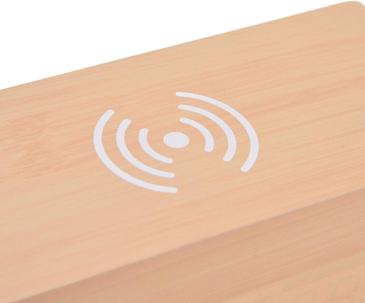 Digitaler Holzwecker, Radiowecker 12/24 Stunden LED-Elektronische Uhr mit Schneller Drahtloser Lades