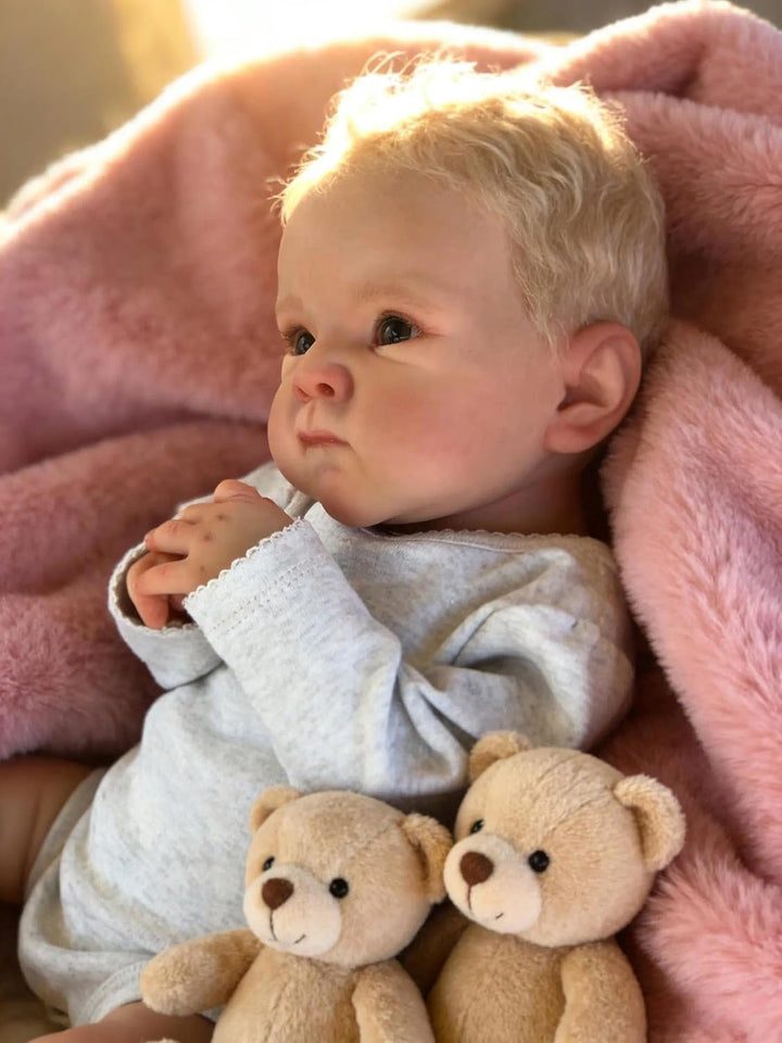 Zero pam Reborn Baby Vollsilikon Lebensecht Jungen Offene Augen, 45 cm Silikon Babys Weichkörper, Le