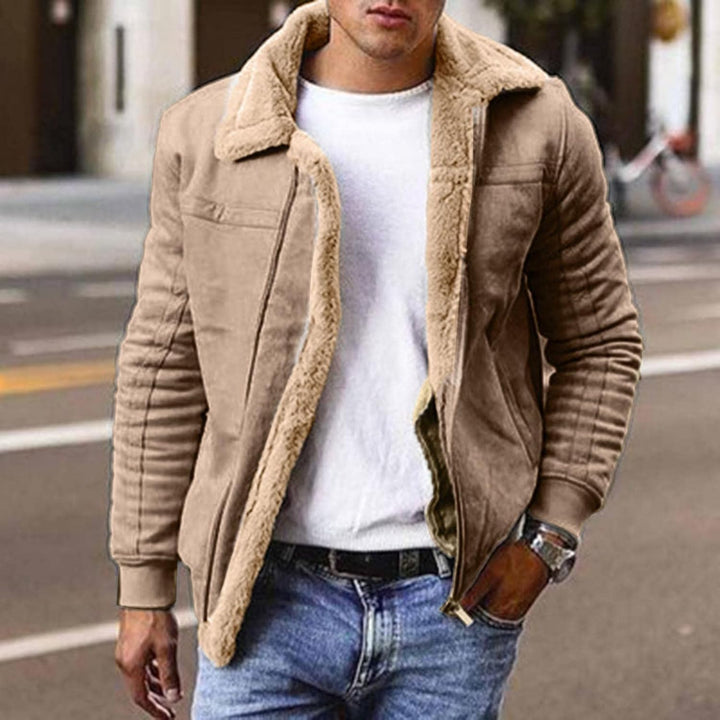 Celucke Fleecejacke Herren Fleece Jacke Reverskragen Plüschjacke Langarm Reissverschluss Vliesjacke