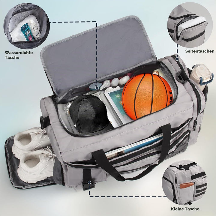 Sporttasche Reisetasche für Damen und Herren Trainingstasche Gym Bag mit Schuhfach und Nassfach Duff