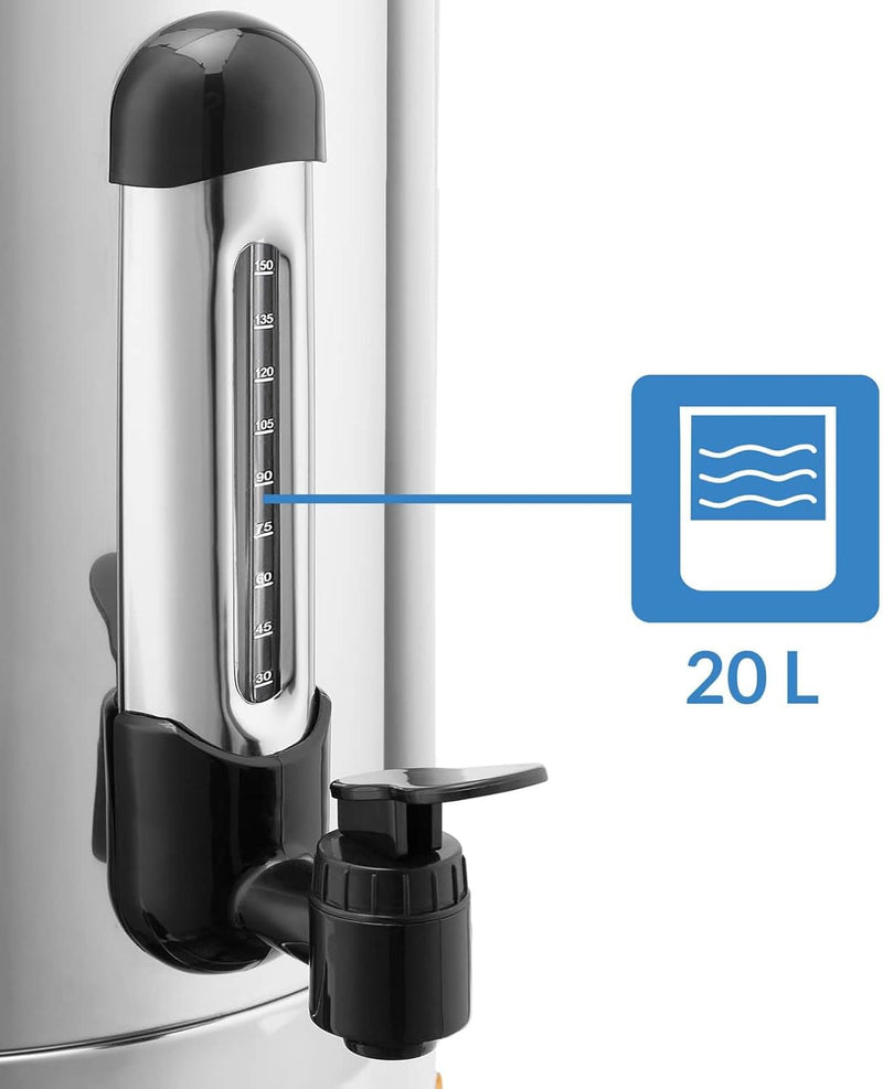 Monzana Glühweinkocher 20L Edelstahl 90 Tassen Zapfhahn Temperatureinstellung 30-110°C Heissgetränke