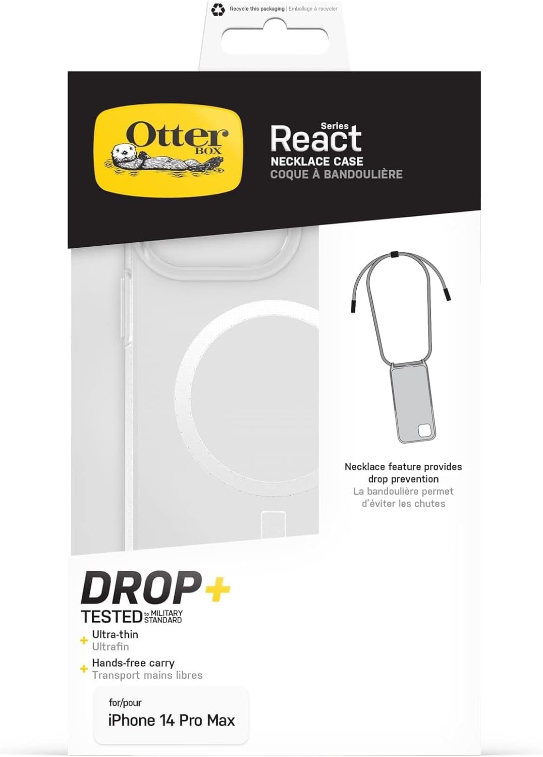 OtterBox React Necklace Hülle mit MagSafe für iPhone 14 Pro Max, ultraschlanke, schützende Hülle mit