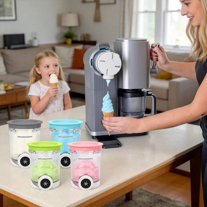 4 Stück für Ninja Swirl Creami Behälter 480 ml Eisbehälter - Kompatibel mit Ninja Creami NC701 & NC7