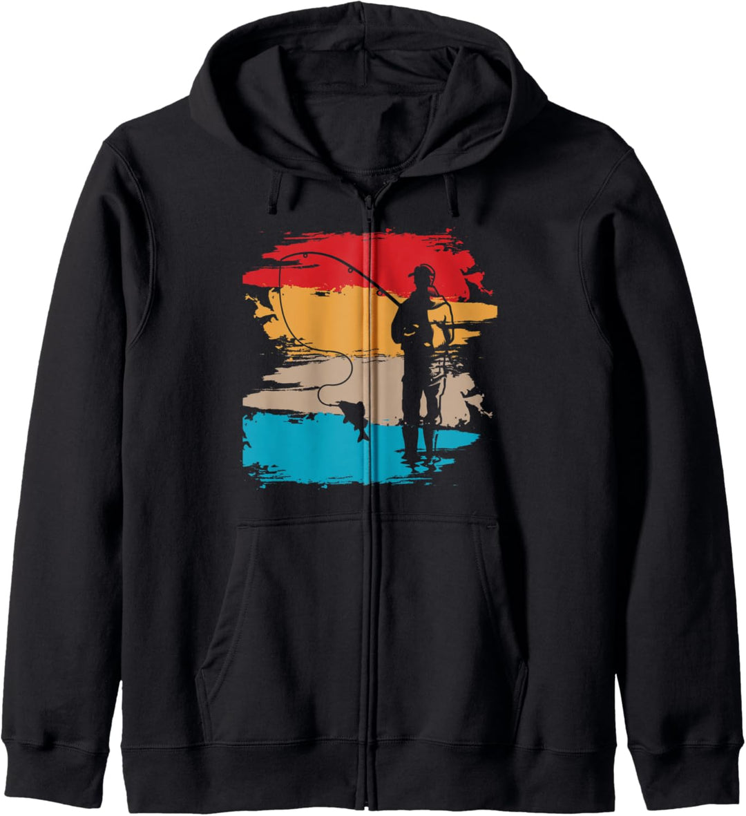 Retro Angler und Fischer Motiv, Fischzüchter Kapuzenjacke