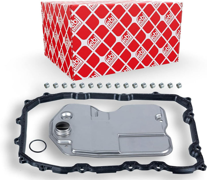 febi bilstein 107404 Getriebeölfiltersatz für Automatikgetriebe, mit Ölwannendichtung und O-Ring, 1