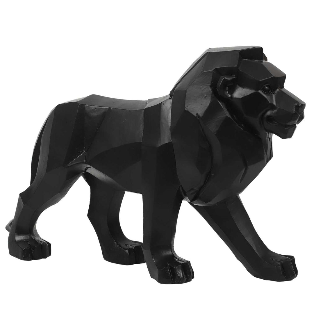 HOME DECO FACTORY, HD1338, Black Origami Lion - Decorative Polyresin Statue - Modern and Elegant Des