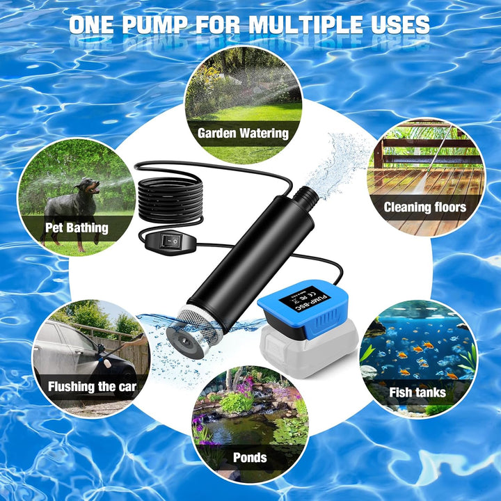 Tragbare Wasserpumpe Sumpfpumpe für Bosch 18V Home and Garden PBA Akku, 120W, 12V Regenfass Wassertr