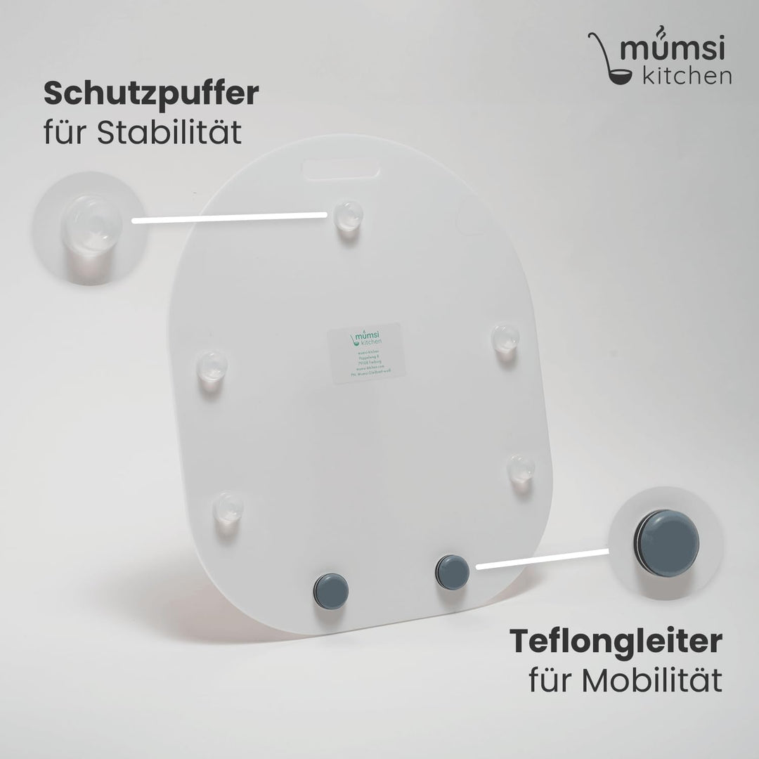 Gleitbrett für Thermomix TM6 & TM5 in weiss - Hochwertiger Gleiter aus Premium Acrylglas – Rollbrett