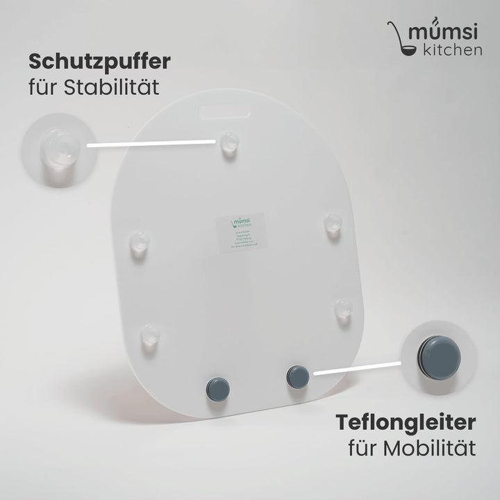 Gleitbrett für Thermomix TM6 & TM5 in weiss - Hochwertiger Gleiter aus Premium Acrylglas – Rollbrett
