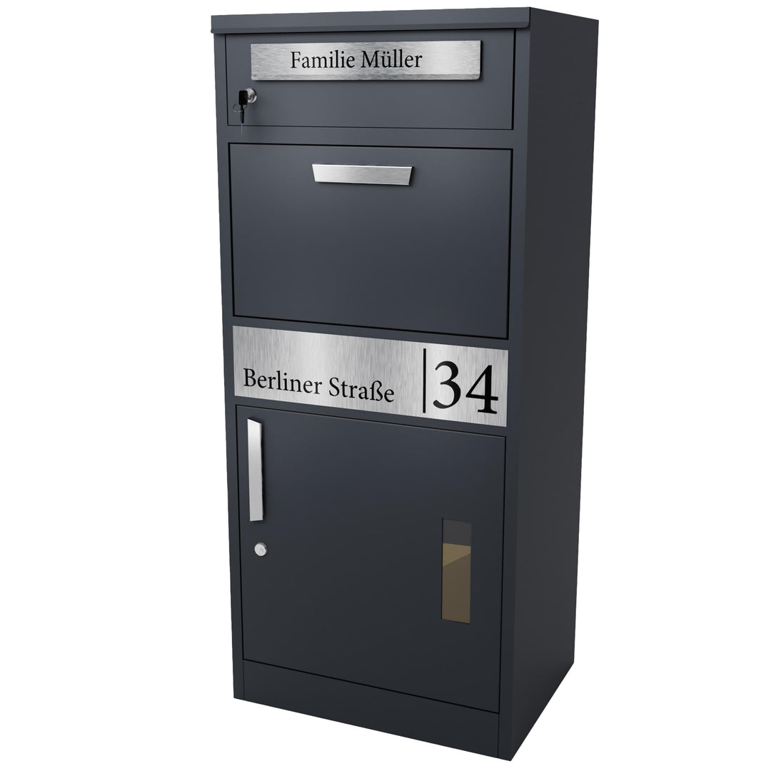 Bl4ckPrint® Briefkasten mit Paketfach personalisiert | XXL Paketbox für draussen gross | Paketbriefk