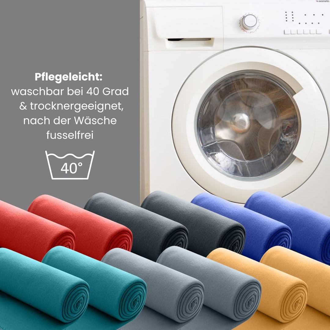 wometo 10er Vorteilspack Fleecedecke130x160 ca. 400g mit Anti-Pilling und Kettelrand grau,