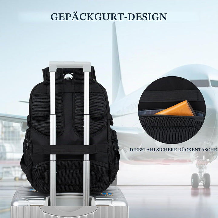 EMPSIGN Gross Laptop Rucksack Herren 17,3 Zoll Arbeit Wasserdicht, Laptoptasche Reisen mit USB Ladea