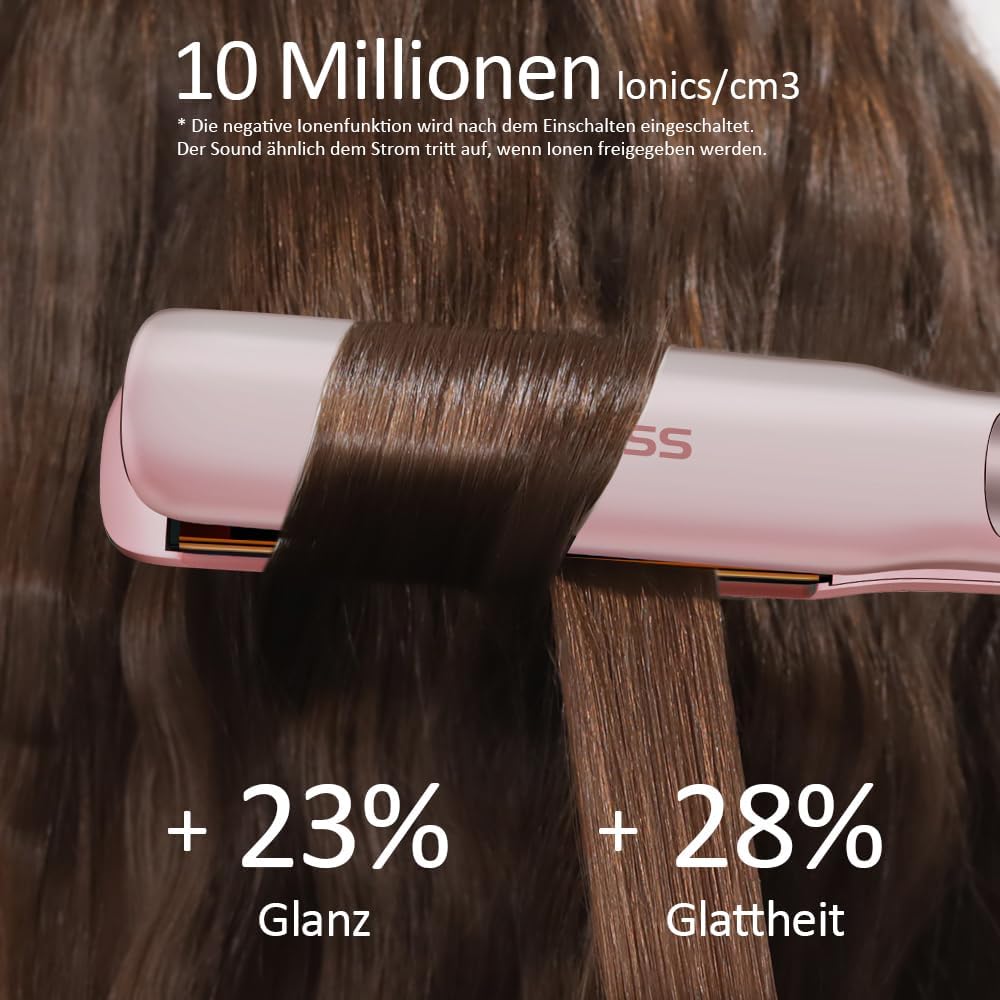 Faszin 2 in 1 Glätteisen Locken und Glätten, 20s Schnellaufheizung, Titanplatten Ionen Haarglätter f