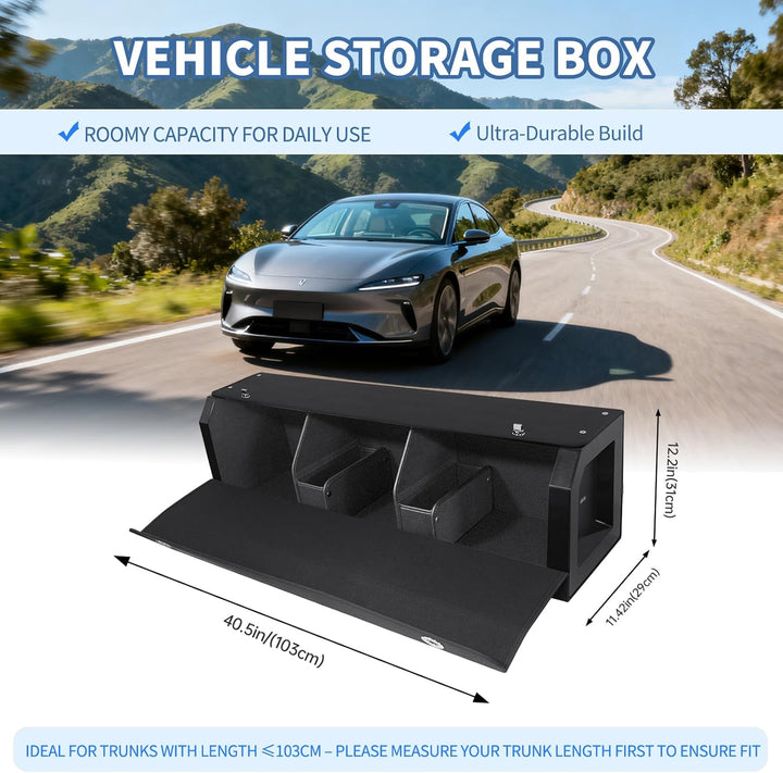 Grosser XXL Auto Kofferraum Organizer mit Deckel – Premium NAPPA Leder, Vordertür & Tragbarer Push-P
