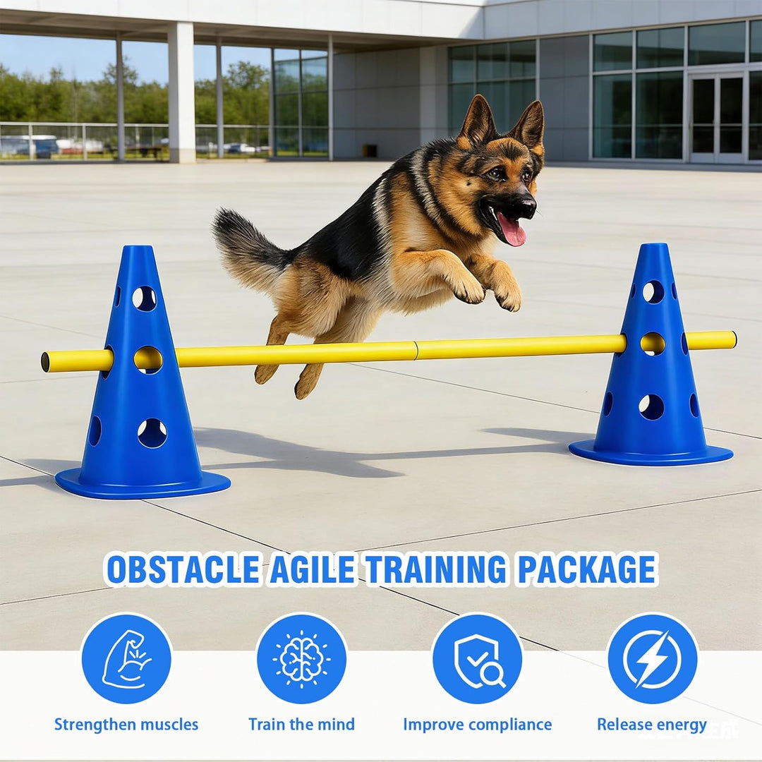 Agility Set für Hunde – Cavaletti Steckhürden Set für kleine Hunde & Kinder, verstellbare Trainingsh