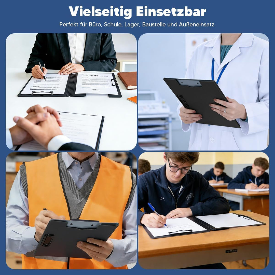 Klemmbrett A4, 6er Klemmbrettmappe mit Deckel, Doppelclip Schreibbrett Leichtes Schreibmappe A4 für