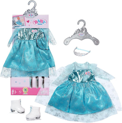 BABY born Eisprinzessin Set aus Puppenkleid, Diadem und Schlittschuhen für 43cm Puppen, 832257 Zapf
