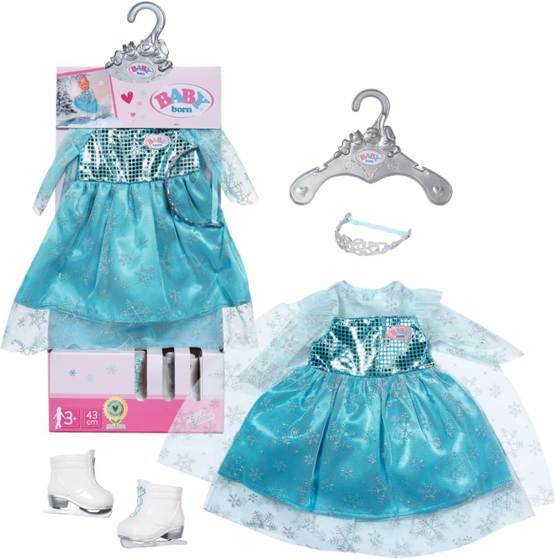 BABY born Eisprinzessin Set aus Puppenkleid, Diadem und Schlittschuhen für 43cm Puppen, 832257 Zapf