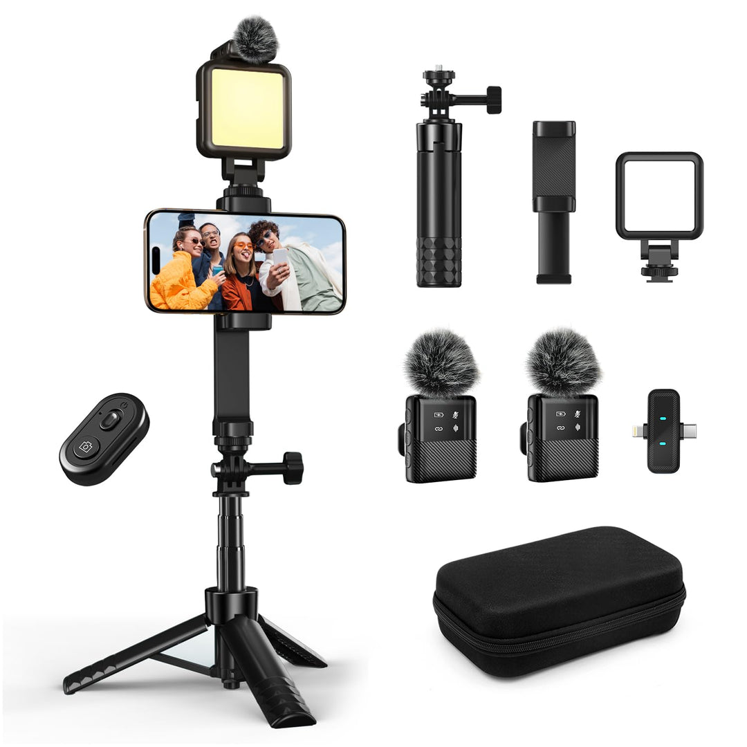 yAyusi Vlogging-Kit für iPhone/Android, YouTube-Starter-Kit, Beinhaltet Mini-Stativ, Telefonclip, Fü