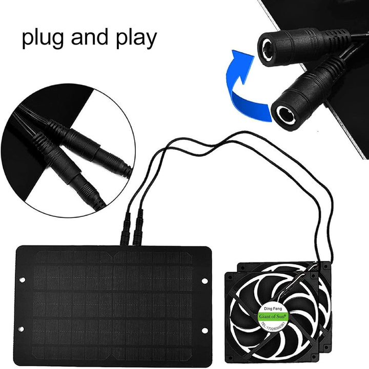 Mumusuki Solar Panel Fan Kit, 12V 10W 2A Silikon Kunststoff, Solarbetriebener Dualer Lüfter, Wetterf