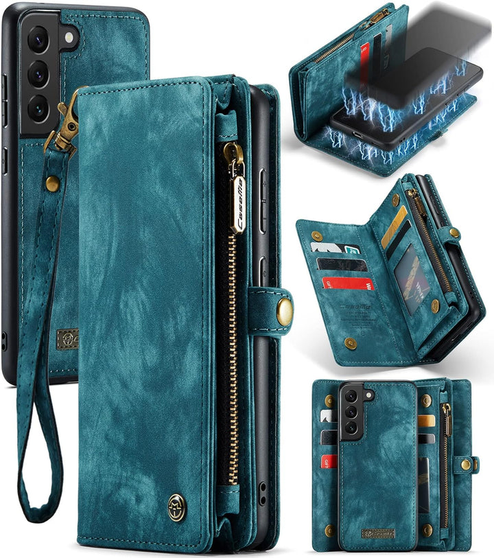 UFinetech Samsung S22+ Hülle, stossfeste Kartenfach Tasche Samsung Galaxy S22 Plus 5G Handyhülle, Fl