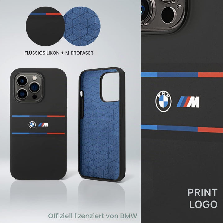 CG MOBILE BMW iPhone 14 Pro Hülle in schwarz mit UV Lack Muster Silikon Glatt &amp; Anti-Kratzer Schutzh