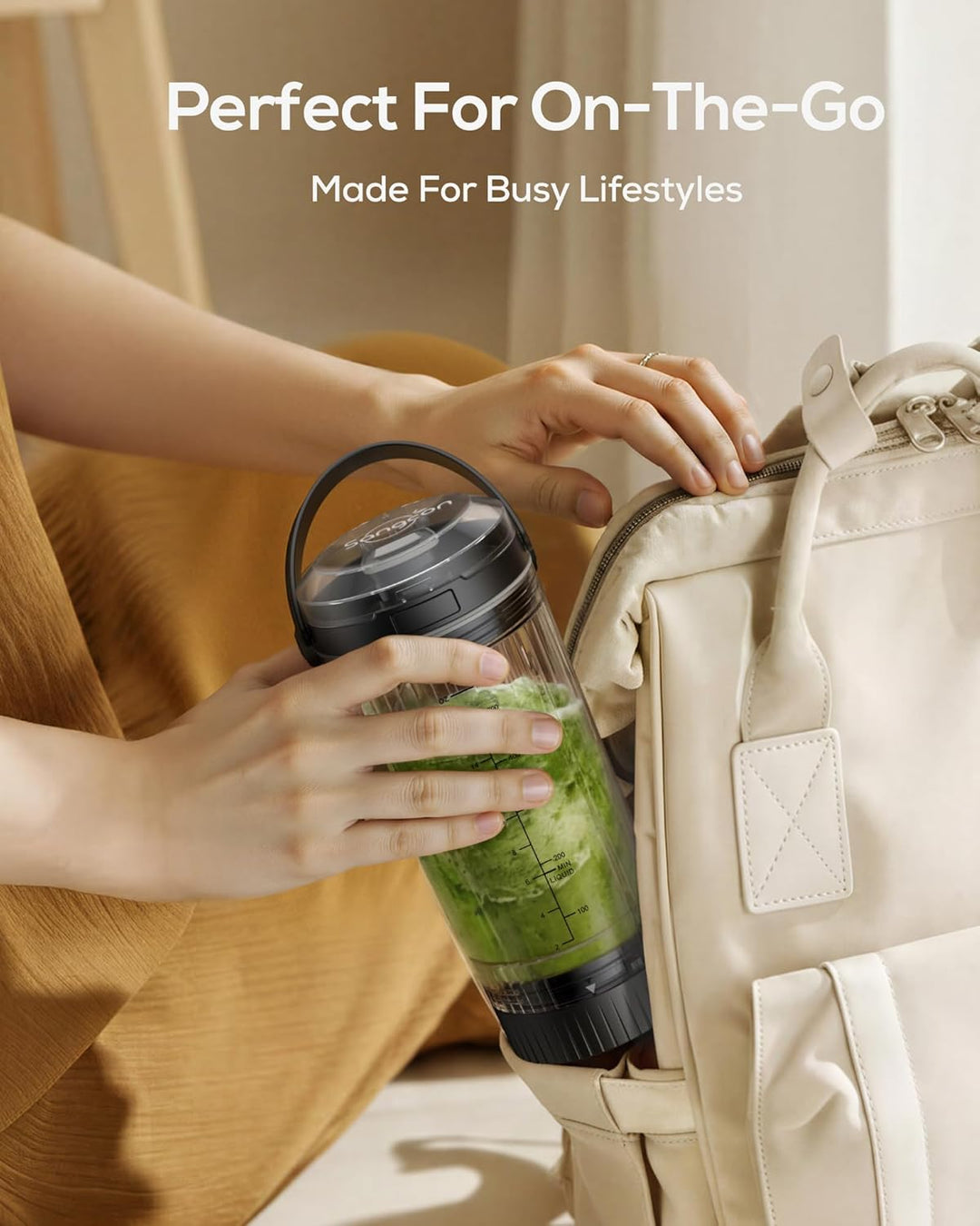 Sangcon Tragbarer Mixer 500ml, Smoothie Maker USB Wiederaufladbar, Mini Standmixer für Fitness, Büro