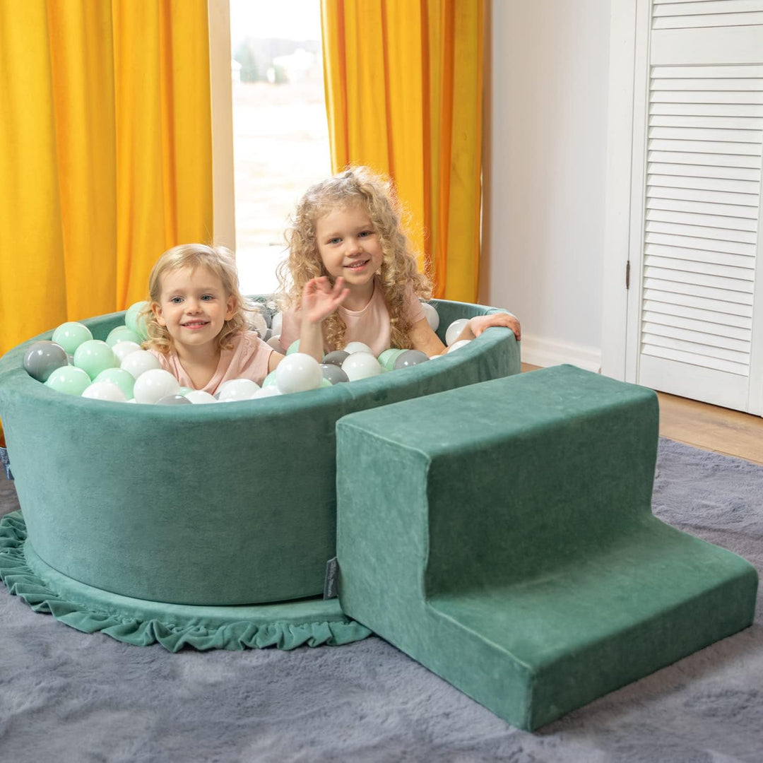 KiddyMoon Spielplatz Velvet Aus Schaumstoff Mit Samt Rund Bällebad Ballgruben Für Babys Spielbad Hin