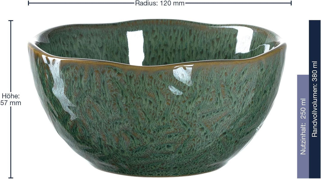 LEONARDO HOME 018583 MATERA Keramikschale 12 cm grün 6er Set, Keramik Grün 12 cm, Grün 12 cm