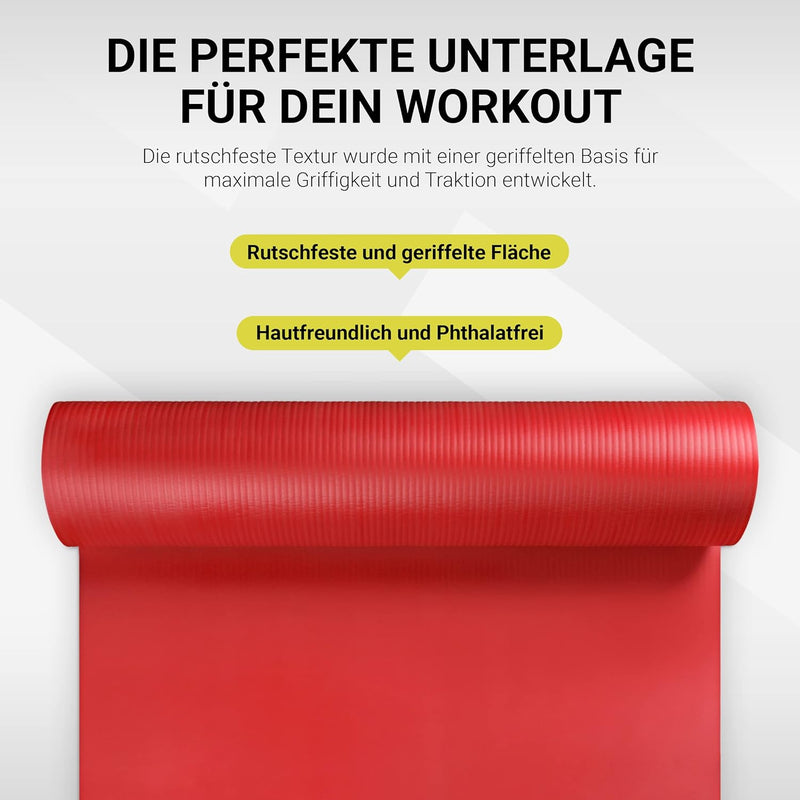 MSPORTS Gymnastikmatte Studio 183 x 61 x 1,0 oder 1,5 cm | inkl. Übungsposter und Tragegurte | Hautf