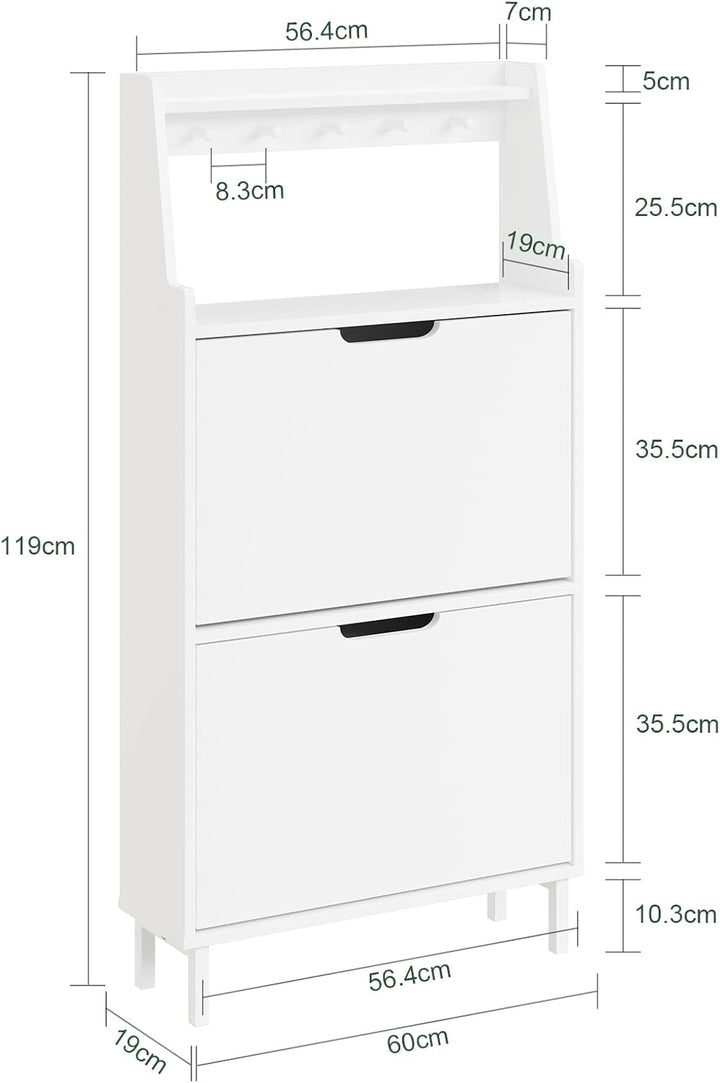 SoBuy Schuhschrank Schmal Schuhkipper Extra Schmale 19 cm Tiefe, Für Schuhe Bis Grösse 47, Mit Haken