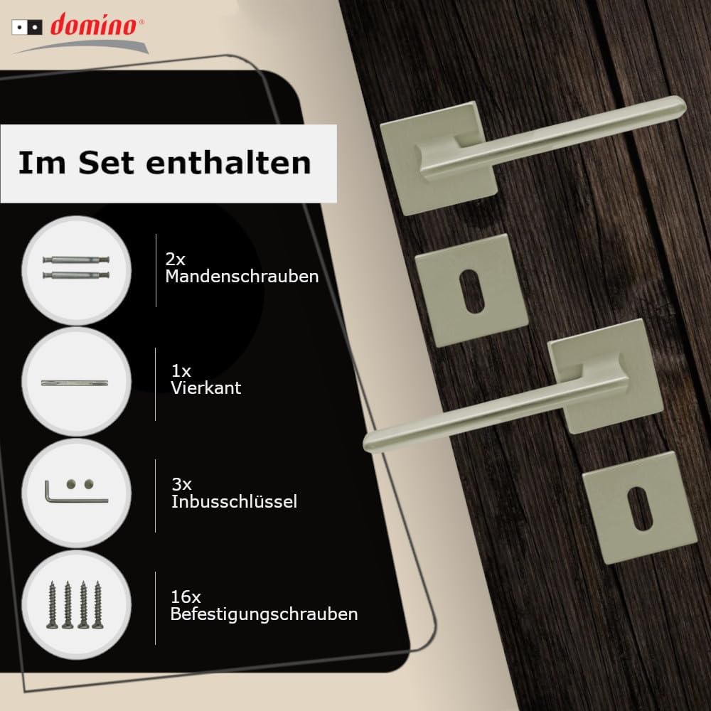 domino Türgriff ELIZA-QR M9 BB-Buntbart Drückergarnitur für Zimmertüren Türdrücker-Set Rosetten-Garn