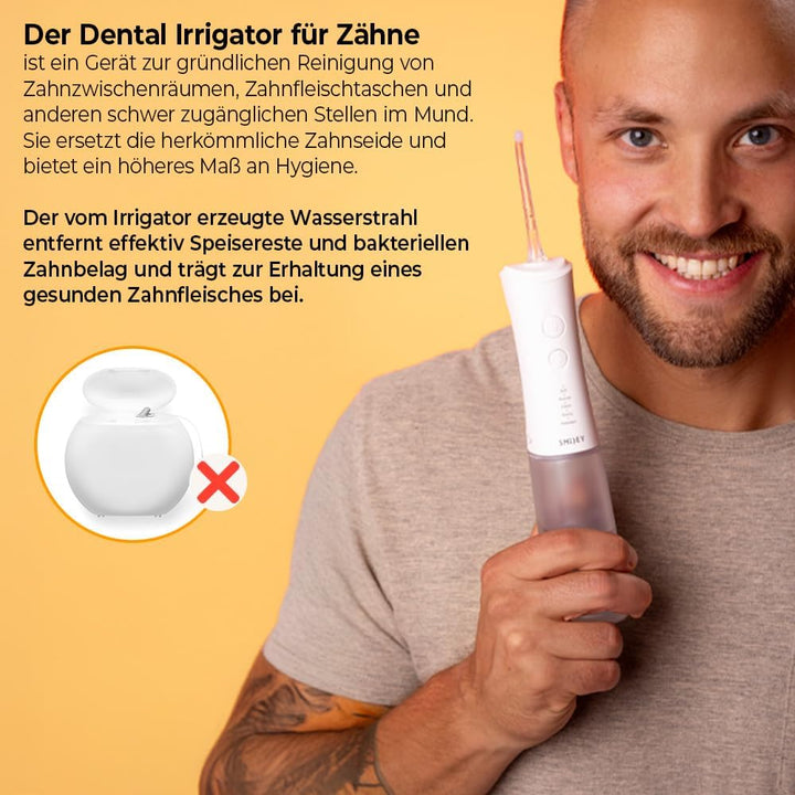 SMILEY Pro Aqua Munddusche Kabellos Zahndusche | Elektrisch Zahnreinigung Zahnzwischenraumreiniger I