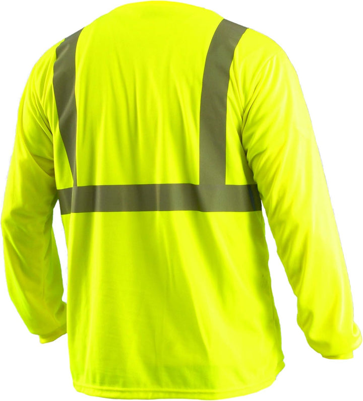 Occunomix LUX-LSET2B-YM Classic Long Sleeve Wicking Birdseye High Visibility T-Shirt, Medium, Yellow