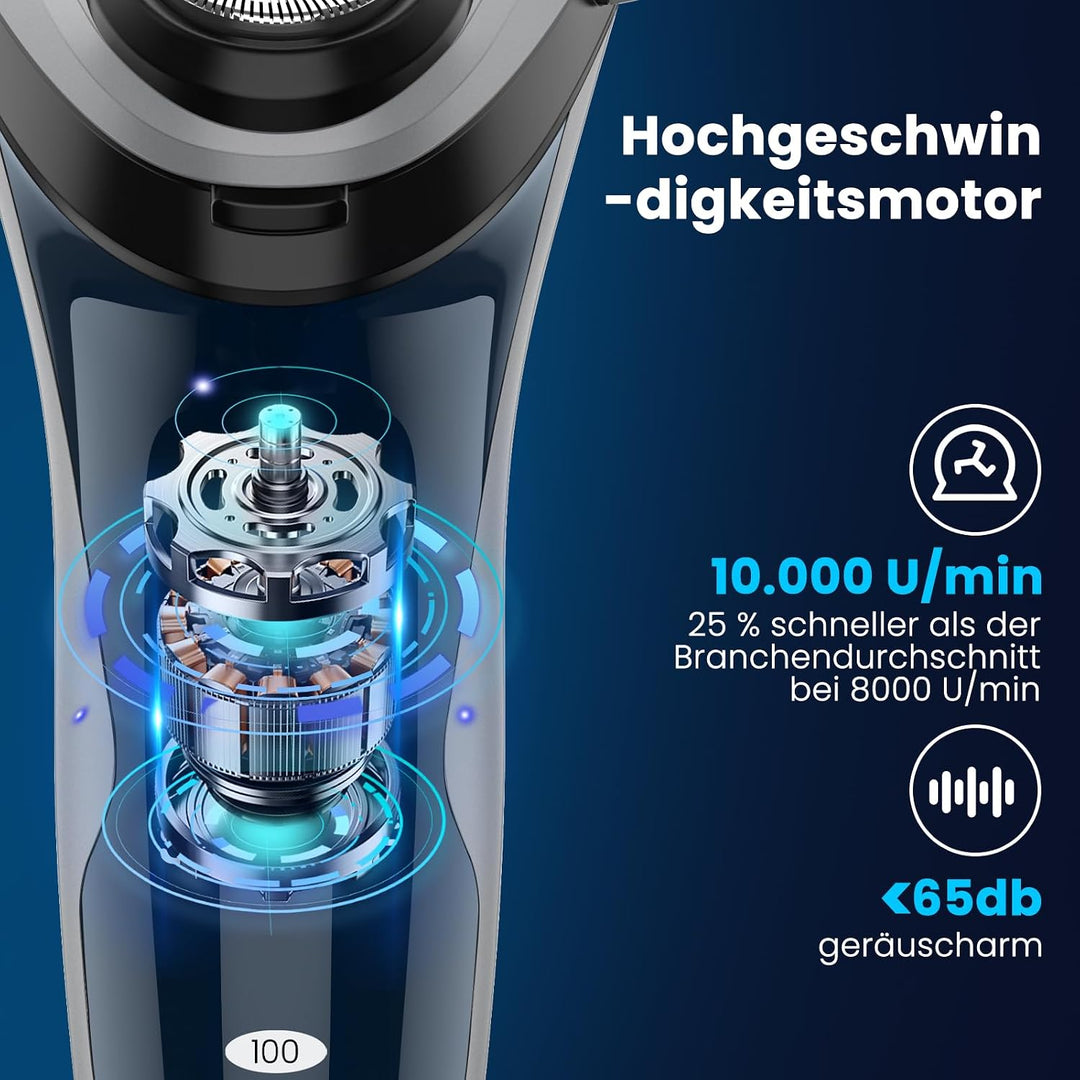 120 min Leise Nass- und Trockenrasierer Rasierer Herren Elektrisch | Elektrorasierer Herren IPX7 Was
