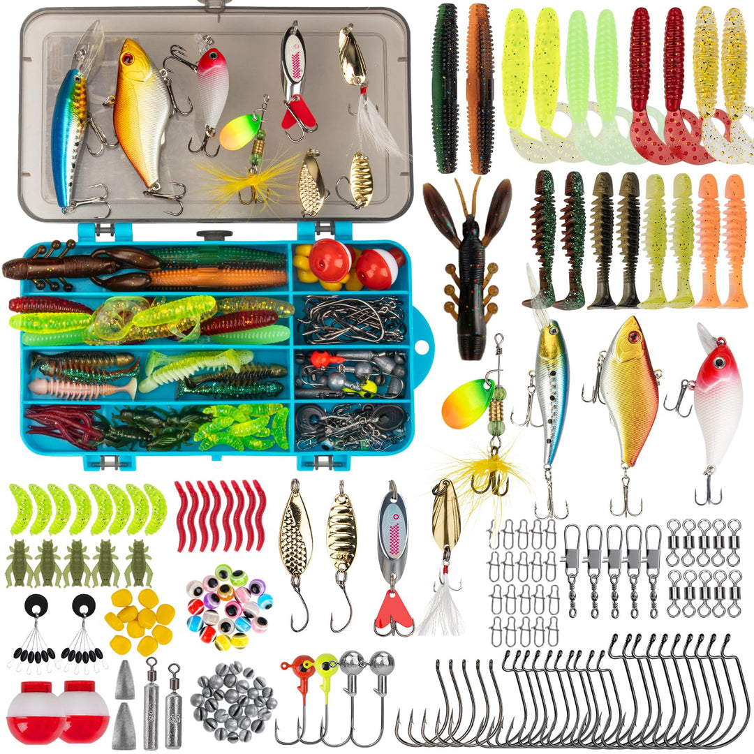 THKFISH 153 Stück Angelzubehör Köder Set, Angelset Angelsachen Angelkoffer Köderbox mit Angel Zubehö
