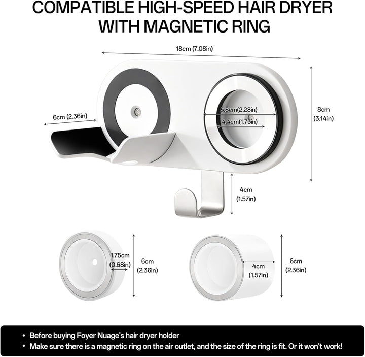 Haartrocknerhalter für Dyson Supersonic, Wandmontage, Halterung aus Aluminiumlegierung mit Steckerka