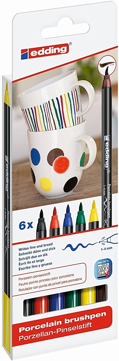 edding 4200 Porzellan-Pinselstift (auch für Glas und Keramik) [ Alle 3 Sortierungen ] Porzellan-Brus