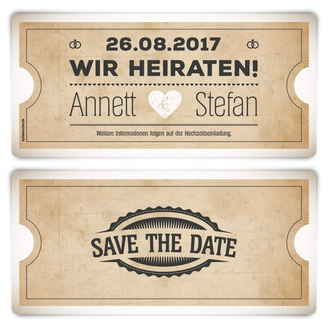 40 x Save the Date Karten zur Hochzeit DIN Lang - Vintage Herz in Weiss 40 Stück Weiss, 40 Stüc