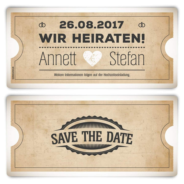 40 x Save the Date Karten zur Hochzeit DIN Lang - Vintage Herz in Weiss 40 Stück Weiss, 40 Stüc