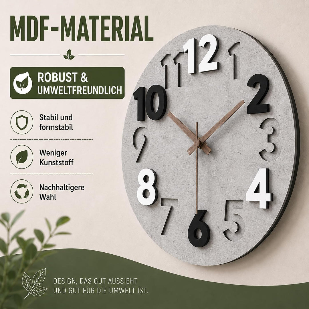 Stellarize Wanduhr Gross Ohne Tickgeräusche Modern Holz 3D Küchenuhr für Wohnzimmer Kinderzimmer Bür