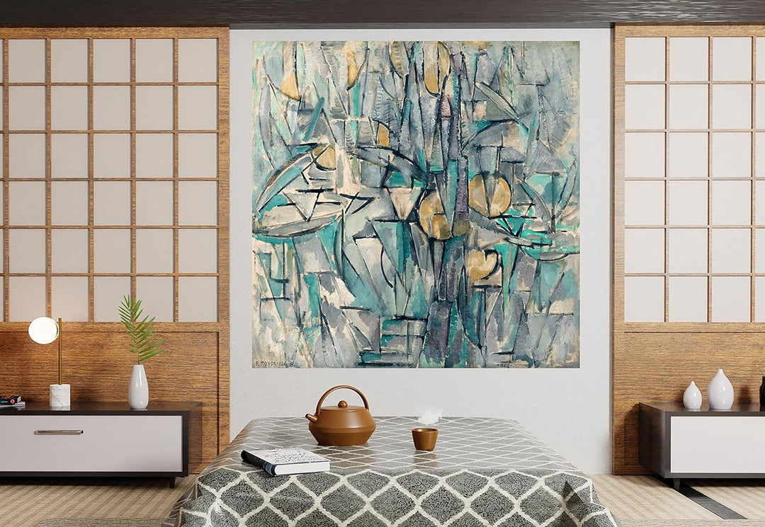 Komposition 10 von Piet Mondrian Kunstdruck auf Leinwand, Wohnzimmer, moderne Kunst, Landschaft, HD-