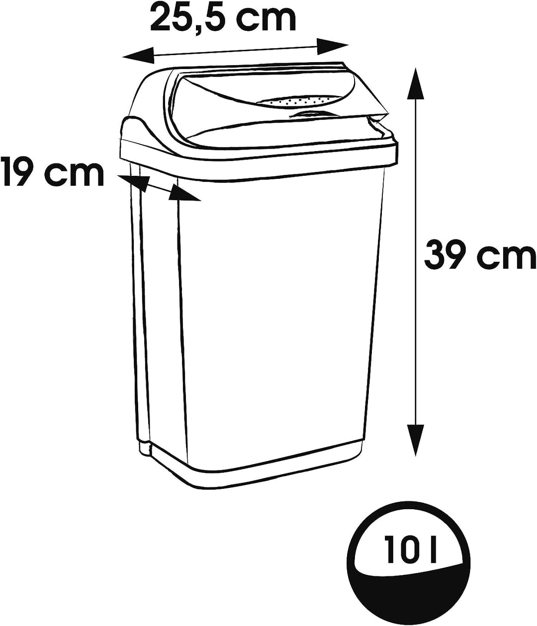 keeeper Abfallbehälter mit Rolldeckel, 10 l, Rasmus, Hellsilber, Silber Silber 1x 10 L, Silber 1x 10