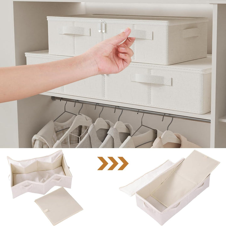 Unterbett Aufbewahrungsbox, Faltbare Tasche für Bettlaken mit Deckel, Unterbettbox Organizer mit Rei